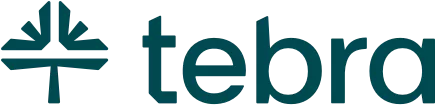 tebra logo - Green font with a tree icon